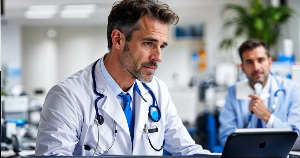 Doctor in a white coat with a stethoscope