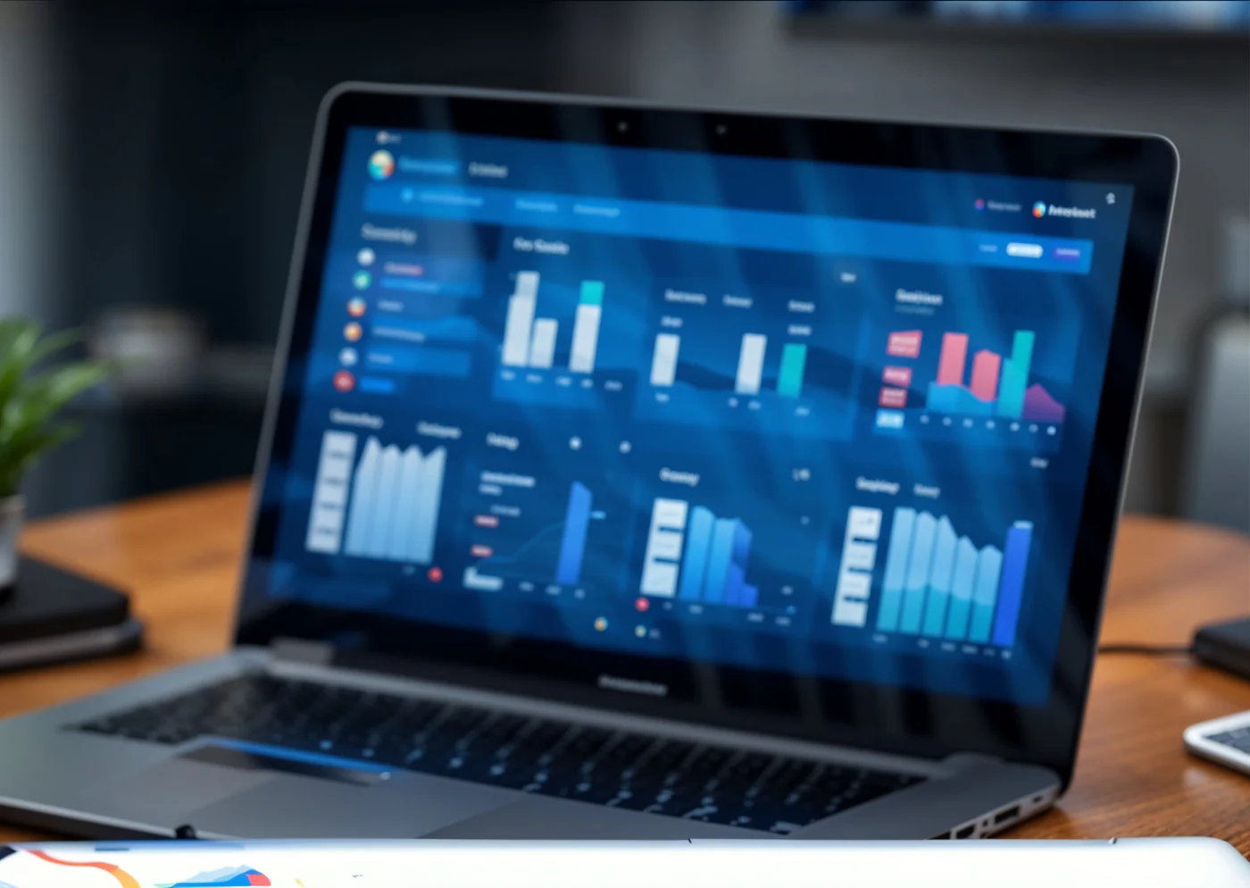 Laptop displaying a software dashboard
